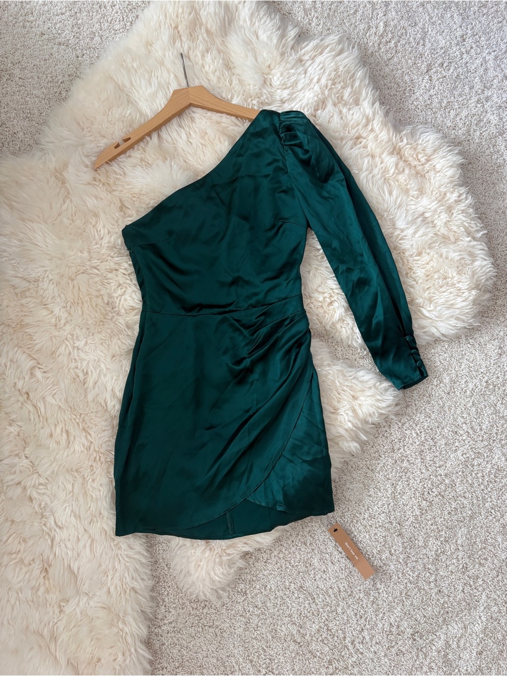 NWT reformation hyperion asymmetric one sleeve silk green dress